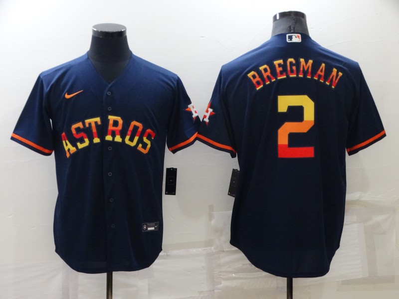 Men's Houston Astros 3 Jeremy Pena Number Navy Blue Rainbow Stitched