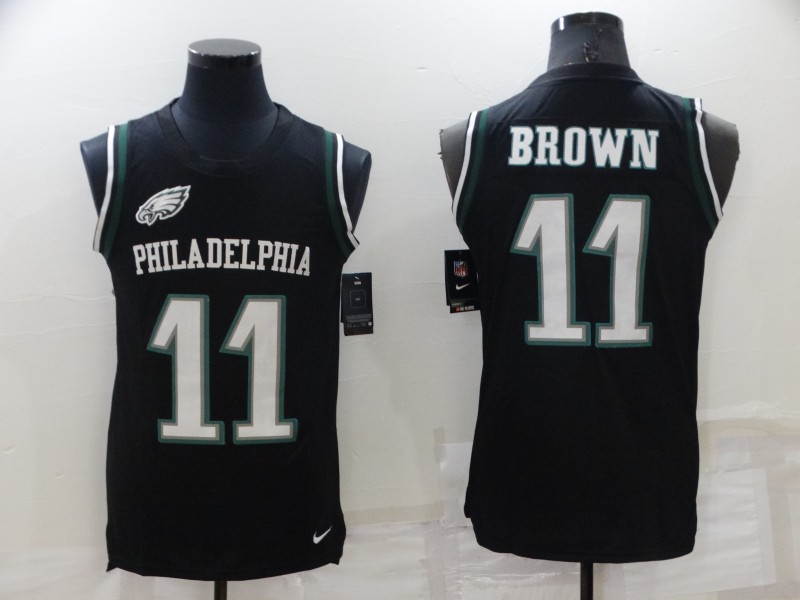 Men's Philadelphia Eagles 11 A. J. Brown Lights Out Black Color Rush Limited Stitched Jersey on
