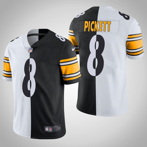 Men's Pittsburgh Steelers 8 Kenny Pickett White Black Split Limited
