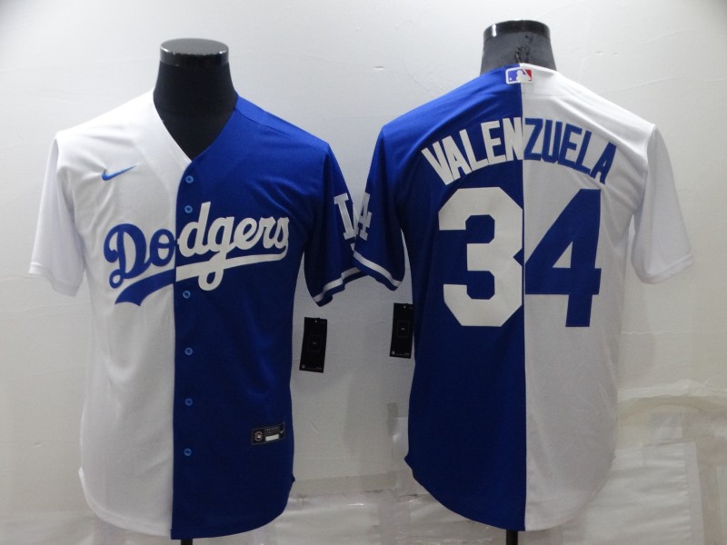 Men's Los Angeles Dodgers 5 Freddie Freeman White Blue Split Cool Base