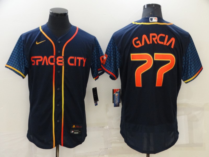 Men's Houston Astros 77 Luis Garcia 2022 Number Navy Blue City Connect Flex Base Stitched