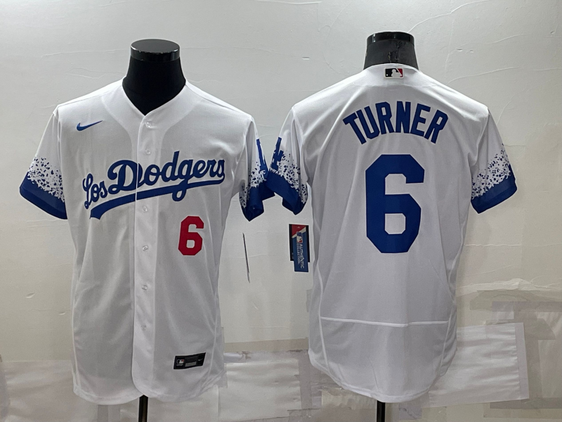 Men's Los Angeles Dodgers #6 Trea Turner White 2022 City Connect