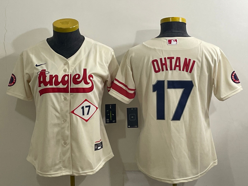 Women's Los Angeles Angels #17 Shohei Ohtani Number Cream 2022 City Connect  Cool Base Stitched Jersey on sale,for Cheap,wholesale from China