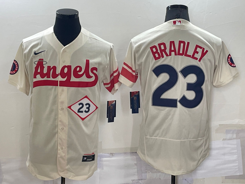 Men's Los Angeles Angels #23 Archie Bradley Number Cream 2022 City Connect  Flex Base Stitched Jersey on sale,for Cheap,wholesale from China