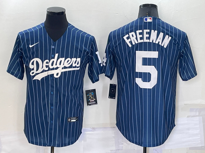 Men's Los Angeles Dodgers #5 Freddie Freeman Navy Blue Pinstripe Stitched  MLB Cool Base Nike Jersey on sale,for Cheap,wholesale from China