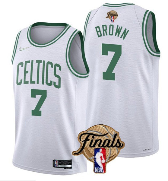 NBA_ Men The Finals Patch Basketball Jayson Tatum Jersey 0 Jaylen Brown 7  Black Green White Team Color Breathable Pure Cotton F''nba''jerseys 