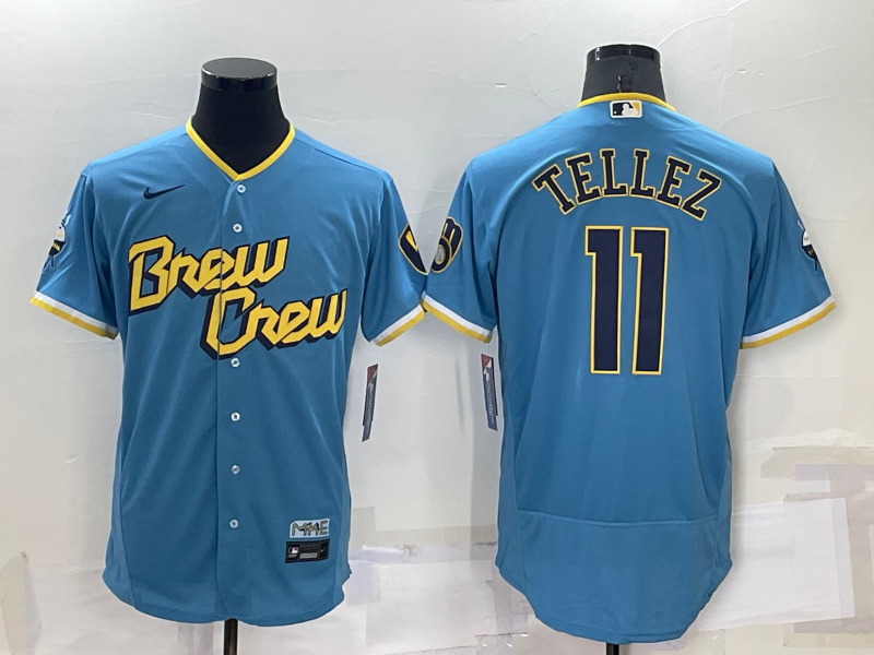 Men's Milwaukee Brewers #11 Rowdy Tellez Blue 2022 City Connect