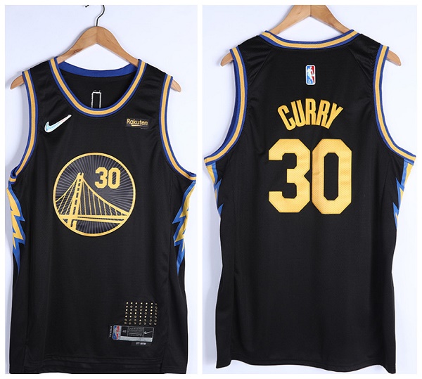 Men's Golden State Warriors 30 Stephen Curry Black Stitched Jersey on