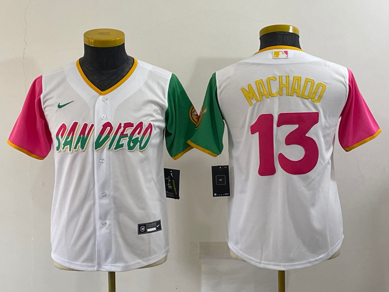 Youth San Diego Padres #13 Manny Machado White 2022 City Connect