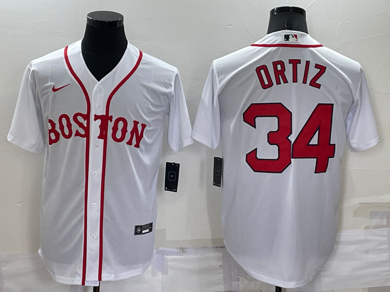 Men's Boston Red Sox #34 David Ortiz White Stitched MLB Cool Base