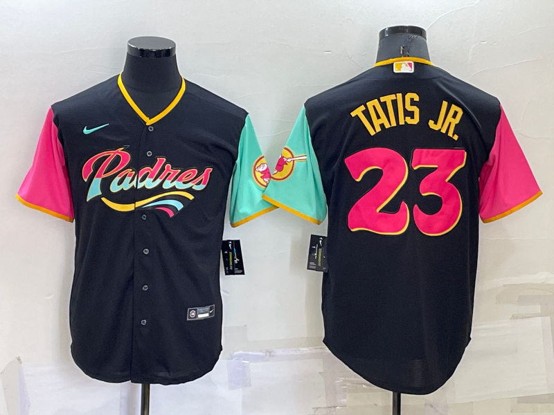 Men's San Diego Padres #23 Fernando Tatis Jr Black 2022 City Connect Cool  Base Stitched Jersey on sale,for Cheap,wholesale from China