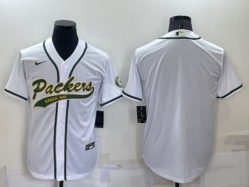 Men's Green Bay Packers Blank White Stitched MLB Cool Base Nike
