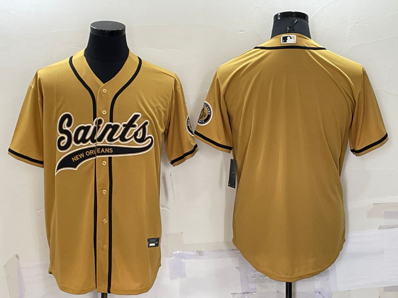 Men's New Orleans Saints Blank Gold Stitched Cool Base Nike Baseball Jersey  on sale,for Cheap,wholesale from China