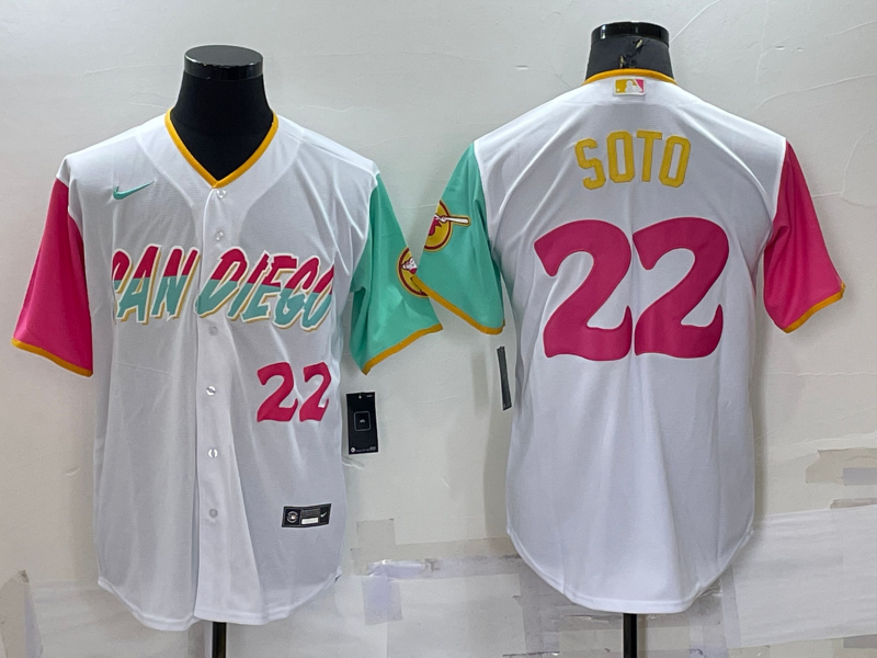 Men's San Diego Padres #22 Juan Soto Number White 2022 City Connect Cool  Base Stitched Jersey on sale,for Cheap,wholesale from China