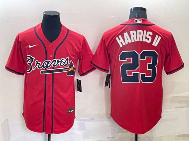 Men's Atlanta Braves 23 Michael Harris II Red Stitched MLB Cool Base