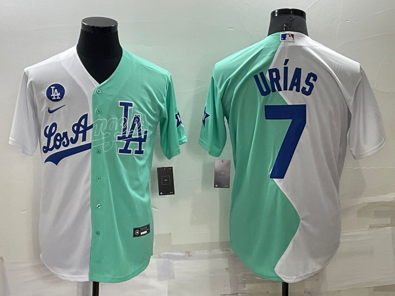 Mens Los Angeles Dodgers 5 Freddie Freeman White Green Number 2022
