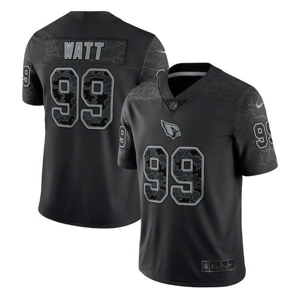 Men's Arizona Cardinals 99 J.J. Watt Black Reflective Limited Stitched