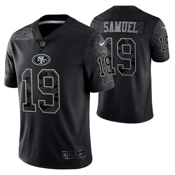 Men's San Francisco 49ers 81 Austin Mack Black Reflective Limited Stitched Football Jersey on
