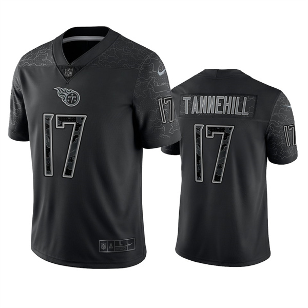 Men's Tennessee Titans 77 Taylor Lewan Black Reflective Limited