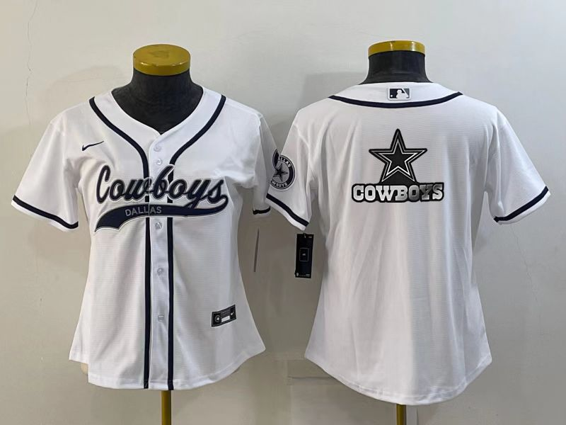 Women's Dallas Cowboys White Team Big Logo With Patch Cool Base