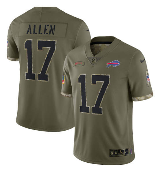 Men's Buffalo Bills 17 Josh Allen 2022 Olive Salute To Service Limited