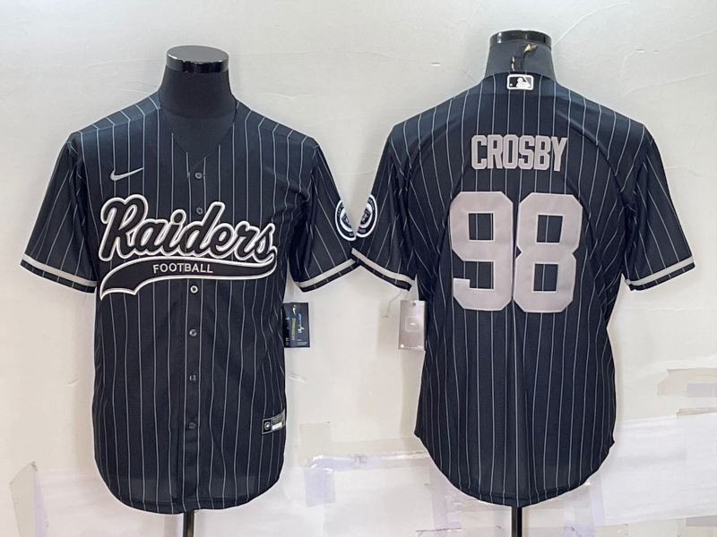 Men's Las Vegas Raiders #98 Maxx Crosby Black With Patch Cool Base