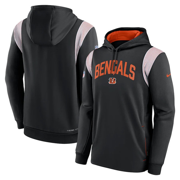 Mens Cincinnati Bengals Black Sideline Stack Performance Pullover