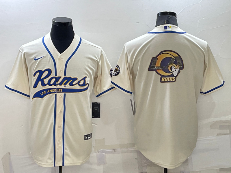 Men's Los Angeles Rams Cream Team Big Logo With Patch Cool Base