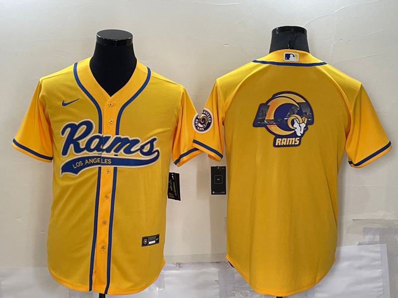 Men's Los Angeles Rams Yellow Team Big Logo With Patch Cool Base