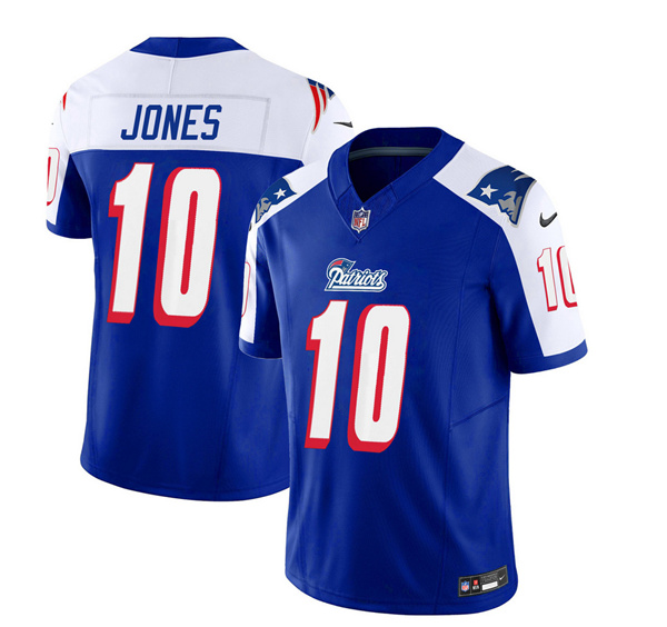 Men's New England Patriots 10 Mac Jones Blue White 2023 F.U.S.E. Vapor
