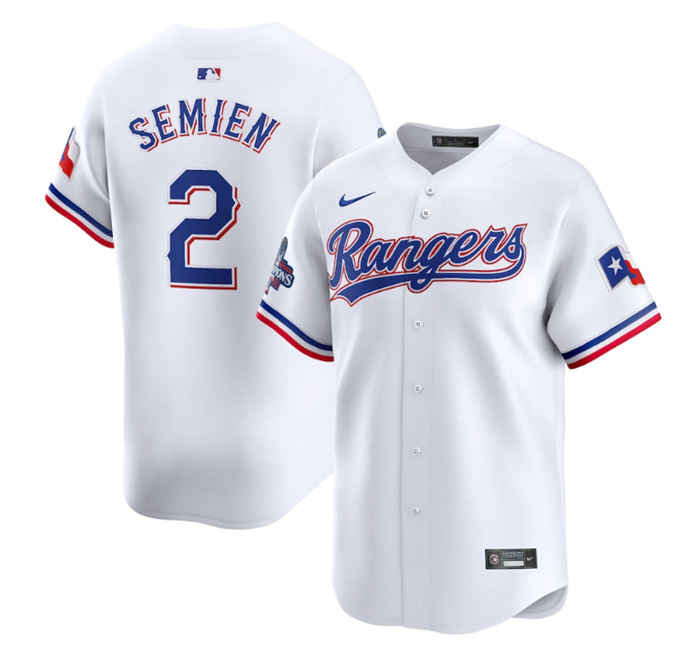 Men's Texas Rangers #2 Marcus Semien White 2023 World Series Champions ...