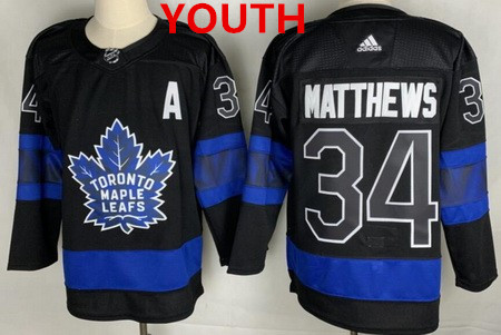 Youth Auston Matthews Black Toronto Maple Leafs Alternate Replica Player  Jersey