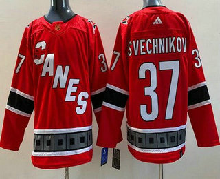 Fanatics NHL Men's Carolina Hurricanes Andrei Svechnikov #37 Red Player T-Shirt - S (Small)