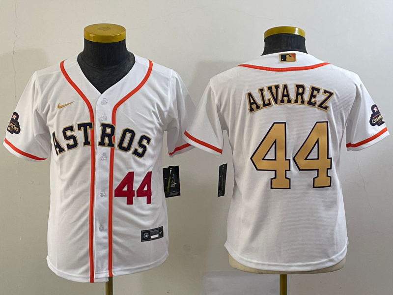 Youth Houston Astros 44 Yordan Alvarez Number 2023 White Gold World