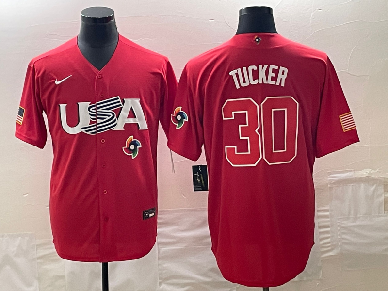 Men's USA Baseball 30 Kyle Tucker Number 2023 Red World Classic With