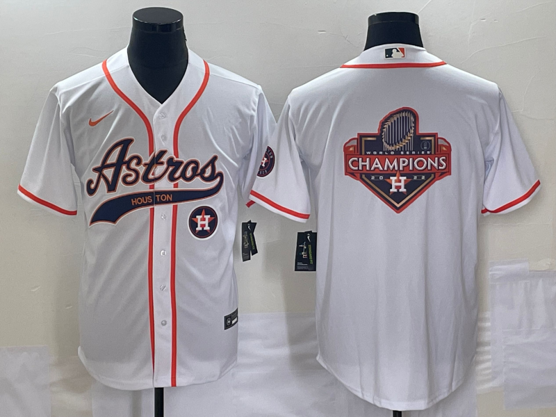 Men's Houston Astros White Team Big Logo Cool Base Stitched Baseball
