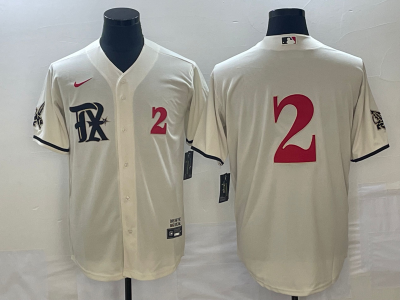 Men's Texas Rangers 5 Corey Seager Number Cream 2023 City Connect