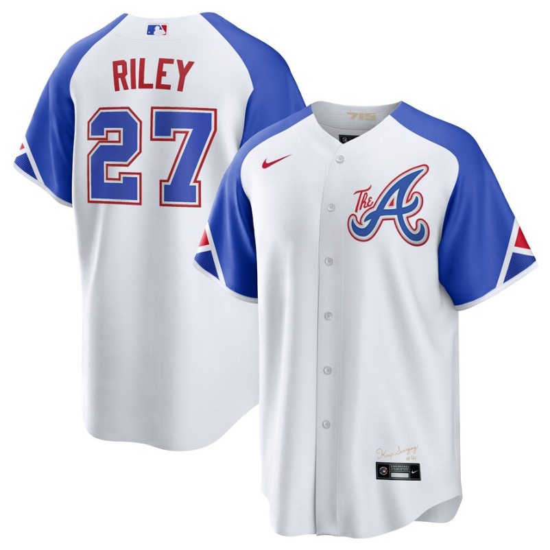 Men's Atlanta Braves 28 Matt Olson White 2023 City Connect Cool Base