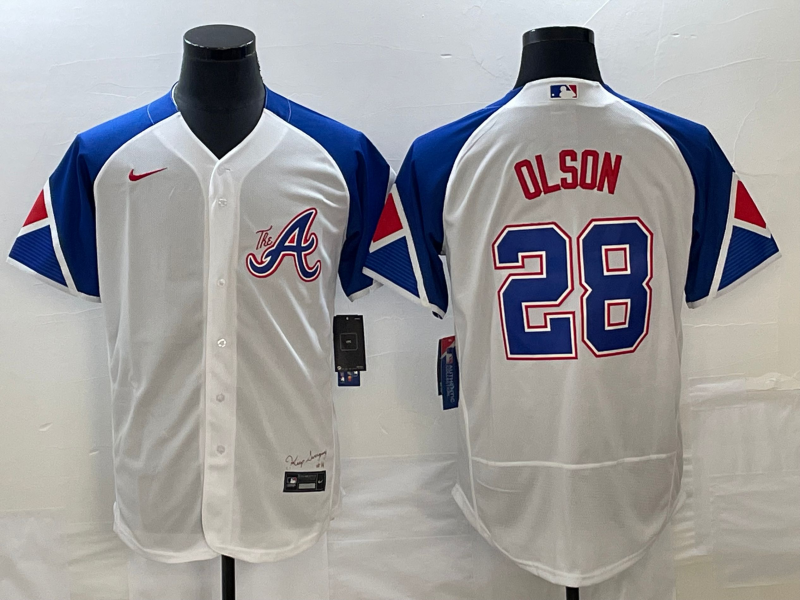 Men's Atlanta Braves 28 Matt Olson Number White 2023 City Connect Flex