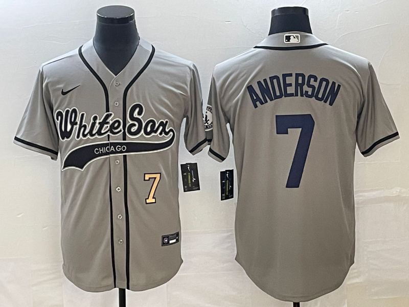 Men's Chicago White Sox #7 Tim Anderson Number Grey Cool Base Stitched  Baseball Jersey on sale,for Cheap,wholesale from China