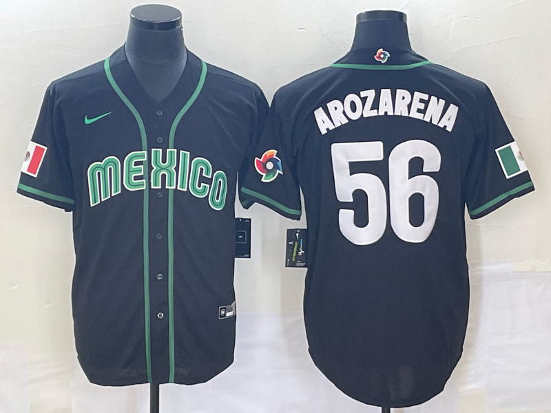 Men's Mexico Baseball 56 Randy Arozarena 2023 Black World Classic