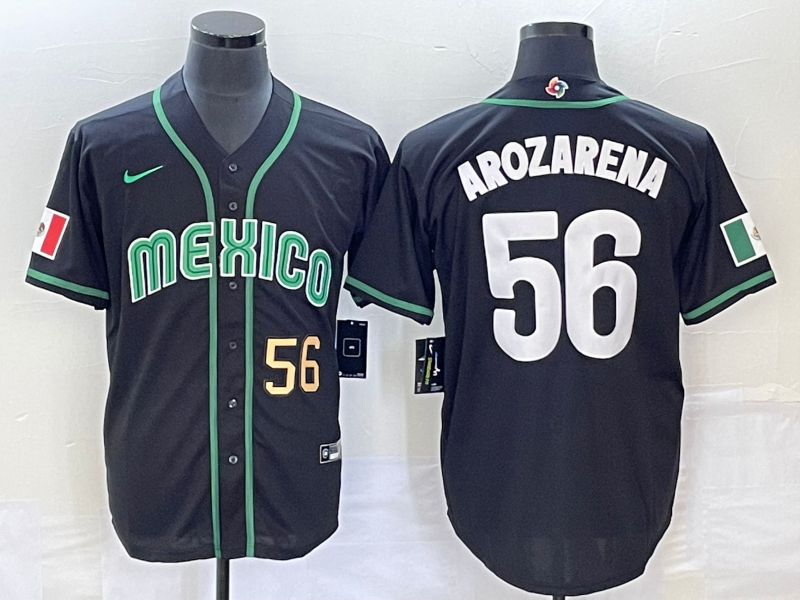 Men's Mexico Baseball 56 Randy Arozarena 2023 Black World Classic
