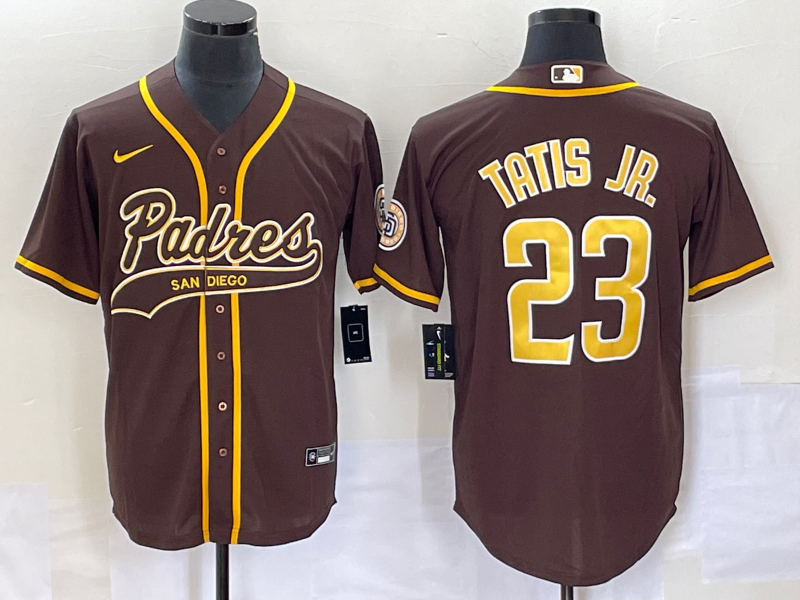 Men's San Diego Padres 23 Fernando Tatis Jr Brown NEW 2023 Cool Base