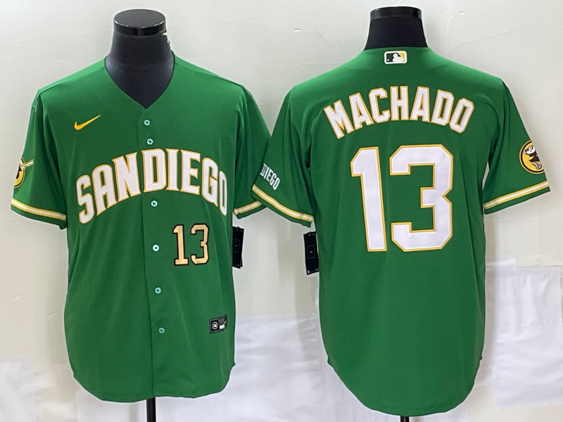 Manny Machado #13 San Diego Padres City Connect Black Cool Base Stitched  Jersey.