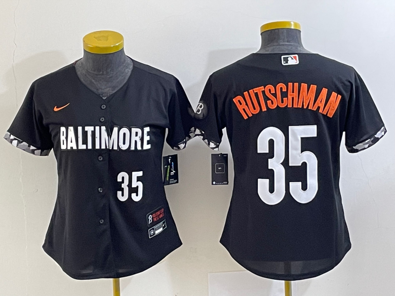 Women's Baltimore Orioles 35 Adley Rutschman Number Black 2023 City