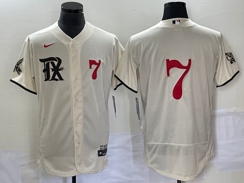 Men's Texas Rangers 53 Adolis Garcia Number Cream 2023 City Connect