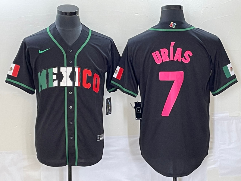 Men's Mexico Baseball 7 Julio Urias 2023 Black World Baseball Classic