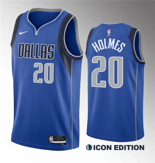 Men's Dallas Mavericks 20 Richaun Holmes Blue 2023 Draft Icon Edition Stitched Basketball