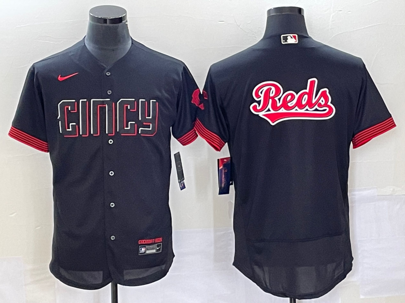 Men's Cincinnati Reds Blank Black 2023 City Connect Flex Base Stitched Jersey 1 on sale,for