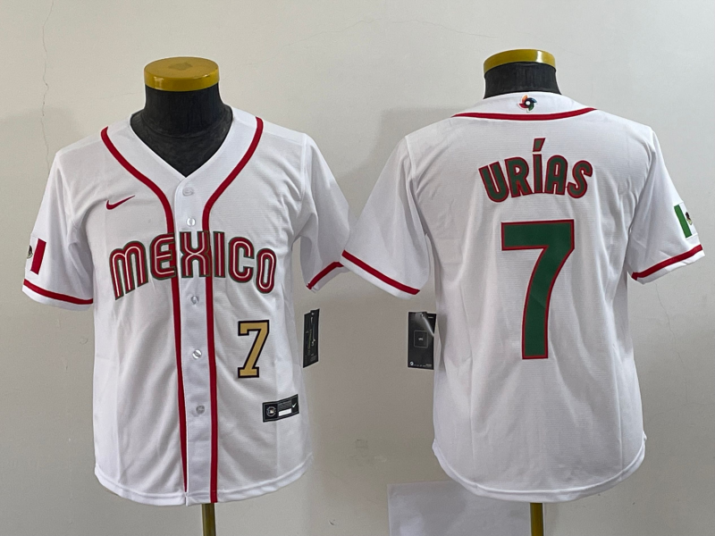 Youth Mexico Baseball 7 Julio Urias Number 2023 Red World Baseball